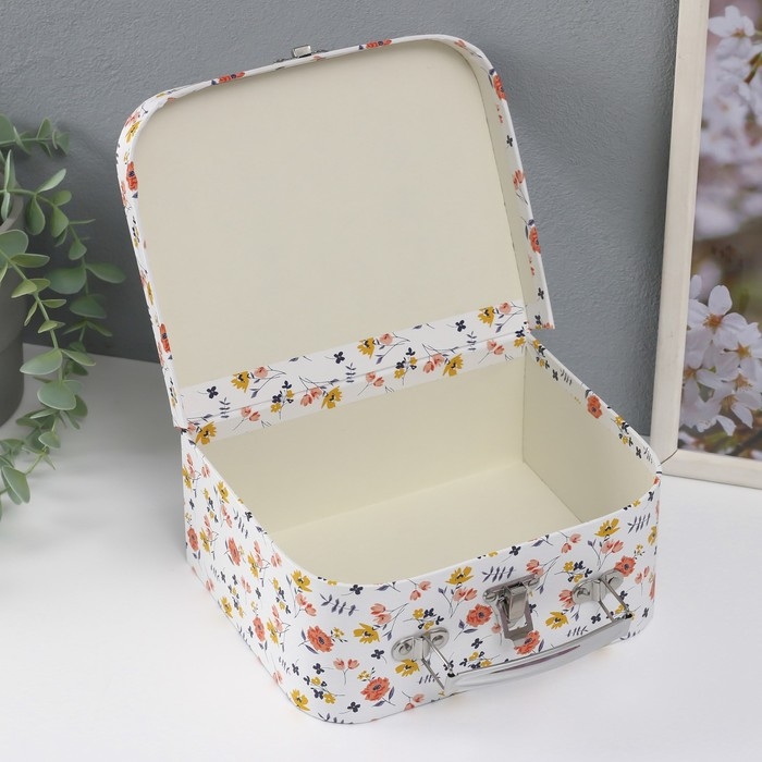 Шкатулка картон сундучок "Цветочная" набор 3 шт 29,5х21,5х9,6 24,5х18,5х9 19,5х15,5х8,2 см   1023563