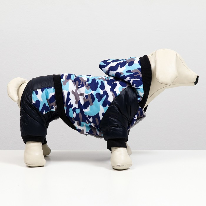 Комбинезон для собак на меховом подкладе с капюшоном, размер S (ДС 22, ОШ 30, ОГ 36 см) Комбинезон для собак на меховом подкладе с капюшоном, размер S (ДС 22, ОШ 30, ОГ 36 см)