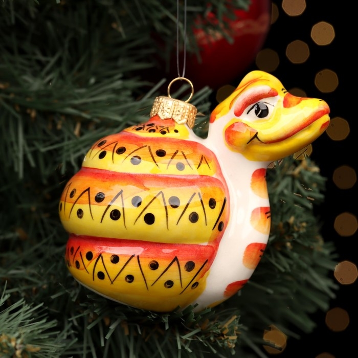 Ёлочный фарфоровый шар Ёлочный фарфоровый шар "Змей красный", график, 10 см