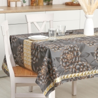 Клеёнка на стол &laquo;В саду&raquo;, на тканевой основе, рулон 20 метров, ширина 137 см, цвет чёрный