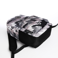 Рюкзак школьный из текстиля на молнии, 3 кармана, цвет чёрный/серый Рюкзак школьный из текстиля на молнии, 3 кармана, цвет чёрный/серый