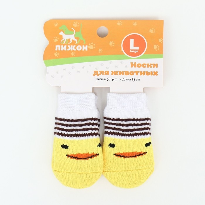Носки нескользящие, размер M (3/4 * 7,5 см), набор 4 шт, цыпленок