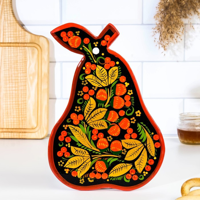 Доска разделочная &laquo;Груша&raquo;, хохлома