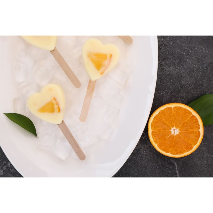 Форма для мороженого Доляна &laquo;Сердца. Макси&raquo;, силикон, 49&times;6,5&times;2 см, 8 ячеек, палочки 50 шт, цвет белый