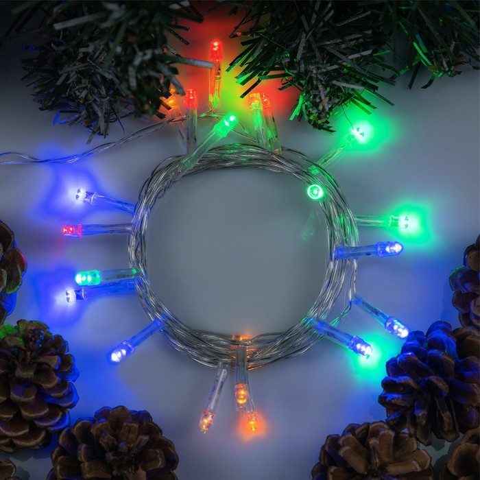 Гирлянда «Нить» 2.5 м, IP20, прозрачная нить, 25 LED, свечение мульти, фиксинг, 220 В Гирлянда «Нить» 2.5 м, IP20, прозрачная нить, 25 LED, свечение мульти, фиксинг, 220 В