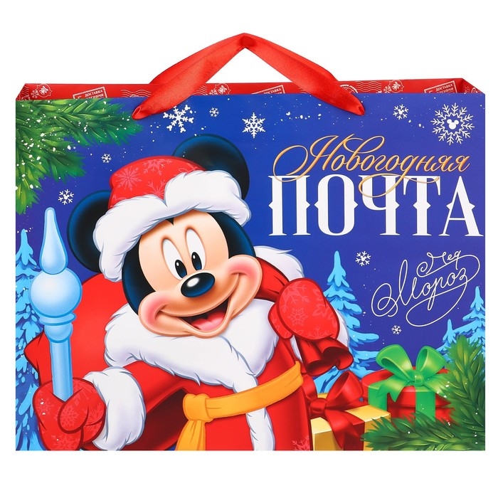 Новый год. Пакет подарочный, 40х31х11.5 см, упаковка, Микки Маус