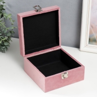 Шкатулка дерево "Лама в цветах" бархат розовый 10х16х16 см