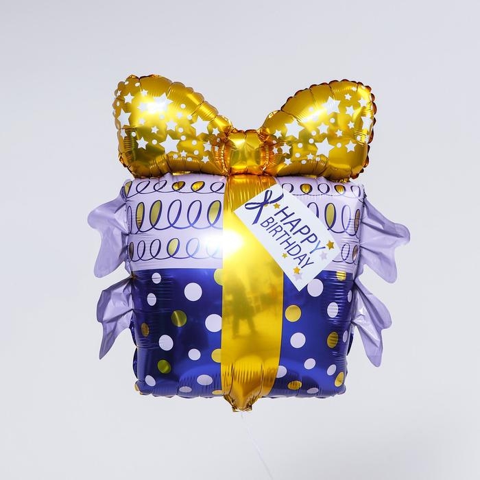 Шар фольгированный 18" &laquo;Подарок с золотым бантом&raquo;, фигура