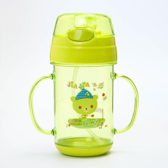 Поильник детский с силиконовой трубочкой, 300 мл., с ручками, цвета МИКС