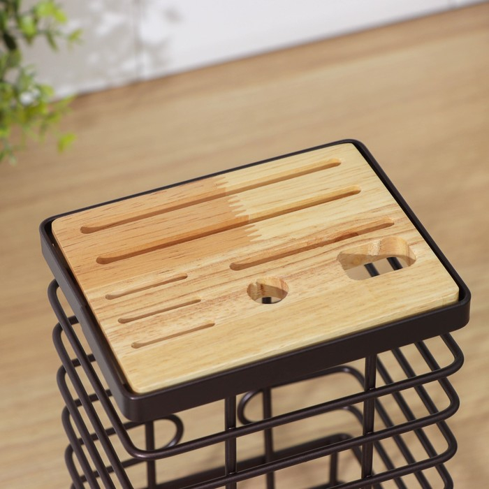 Подставка для ножей Доляна &laquo;Лофт&raquo;, 13&times;10,5&times;23 см, цвет коричневый