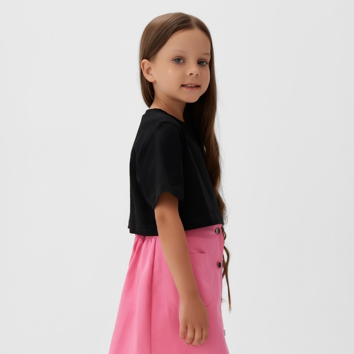 Футболка детская укороченная KAFTAN "Basic line", р. 32 (110-116 см), черный