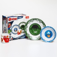 Набор посуды из керамики, 3 предмета: тарелка Ø 16,5 см, миска Ø 14 см, кружка 200 мл, "Мстители", Марвел Набор посуды из керамики, 3 предмета: тарелка Ø 16,5 см, миска Ø 14 см, кружка 200 мл, "Мстители", Марвел