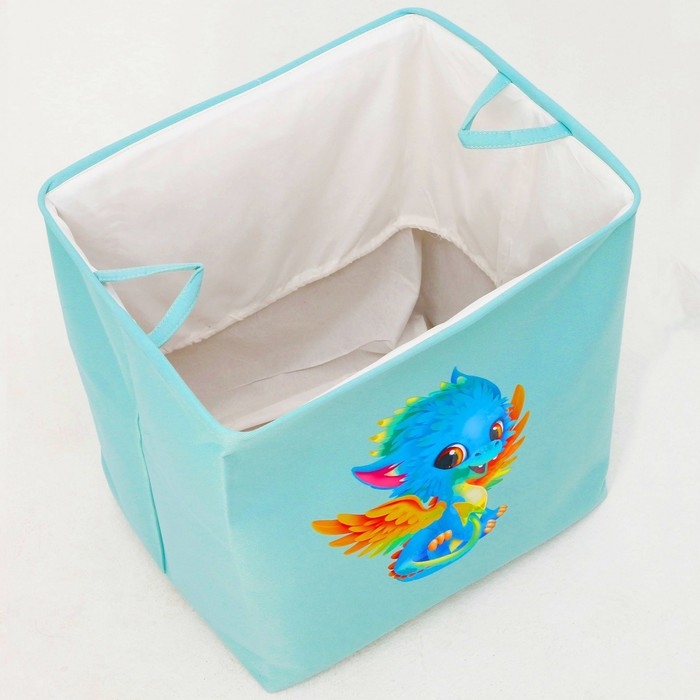 Корзина для хранения игрушкек с затяжкой на веревке, 40 х 50 х 48 см, голубая