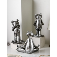 Набор фигур &laquo;Лягушки&raquo;, полистоун, 38 см, цвет серебро