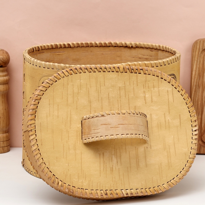 Хлебница овальная "Лесная поляна", 28х20х27 см, береста