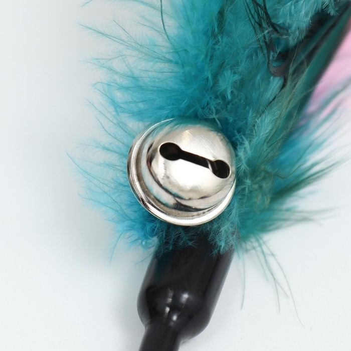 Дразнилка "Перышко" с бубенчиком, 65 см, микс цветов