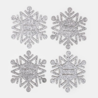 Новый год. Набор для декора столовых предметов &laquo;Снежинка&raquo;, 4 шт,цвет серебро 6,5х7,5 см, 100% п/э, фетр 626098
