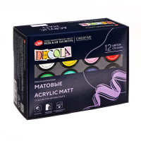 Краска акриловая, набор 12 цветов х 20 мл, Matt, ЗХК Decola, матовые, 143411021 Краска акриловая, набор 12 цветов х 20 мл, Matt, ЗХК Decola, матовые, 143411021