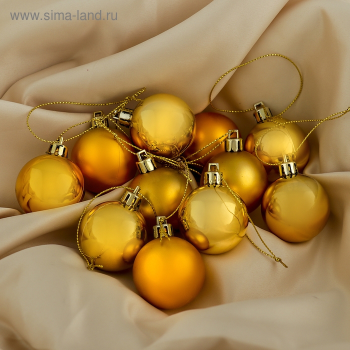 Набор шаров пластик d-4 см, 36 шт Набор шаров пластик d-4 см, 36 шт " Однотонный" золото