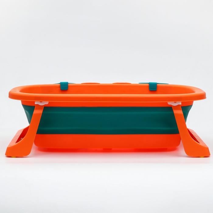 Ванночка детская складная со сливом, &laquo;Краб&raquo;, 67 см., цвет бирюзовый/оранжевый