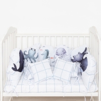 Бортики в кроватку Крошка Я &laquo;Морские друзья&raquo; (60х42см- 2шт, 30х42см- 4шт,30х30см- 4шт),100% хлопок