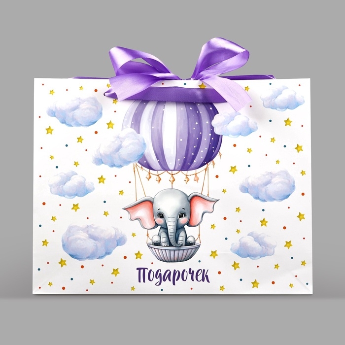 Пакет ламинированный с лентой &laquo;Подарочек&raquo;, L 40 &times; 11,5 &times; 31 см