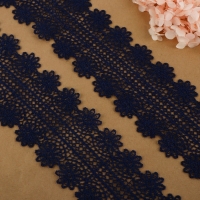 Кружево гипюровое, 70 мм &times; 6,8 &plusmn; 0,5 м, цвет тёмно-синий