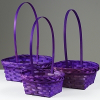 Набор корзин плетеных, D19x9/32 см, D22x9,5/34 см, D25x10/36 см, 3шт, фиолетовые, бамбук