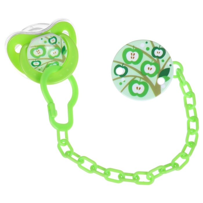 Соска - пустышка силиконовая ортодонтическая, от 0 мес., с колпачком, в контейнере + держатель, цвет МИКС