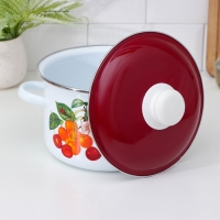 Кастрюля эмалированная &laquo;Черешня&raquo;, 3 л, индукция, цвет белый