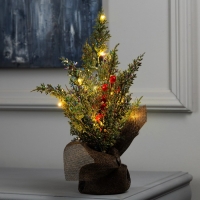 Фигура светодиодная &laquo;Ель и ягоды&raquo; 30 x 23 x 20 см, 10 LED, батарейки AG13x3 (в комплекте), свечение тёплое белое