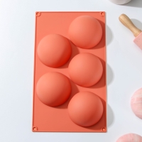 Форма для выпечки Доляна «Полусфера», силикон, 29,5×17 см, 5 ячеек, d=8 см, цвет МИКС Форма для выпечки Доляна «Полусфера», силикон, 29,5×17 см, 5 ячеек, d=8 см, цвет МИКС