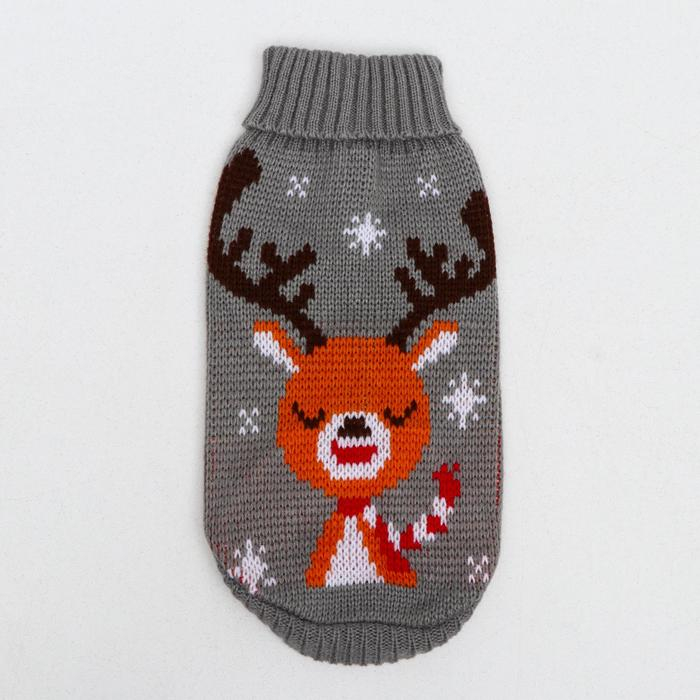 Свитер "Олень на сером", 2XL (ДС 41, ОШ 41, ОГ 36-60 см)