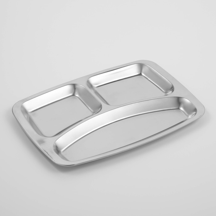 Поднос из нержавеющей стали, 3 секции, 29&times;21&times;1,5 см