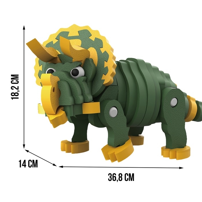 Конструктор &laquo;Трицератопс&raquo;, мягкий, материал EVA, 64 детали