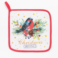 Кухонный набор &laquo;Сhristmas greetings&raquo; варежка-прихватка 20х28см, прихватка 19х19см, 100% хл