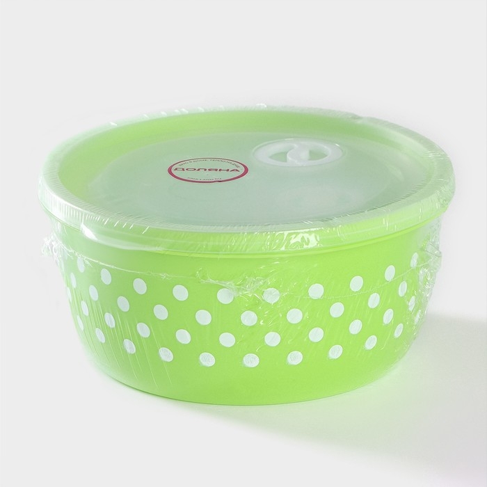 Ланч - боксы Доляна &laquo;Горошек&raquo;, набор 3 шт: 300/600/900 мл, круглые, цвет розовый