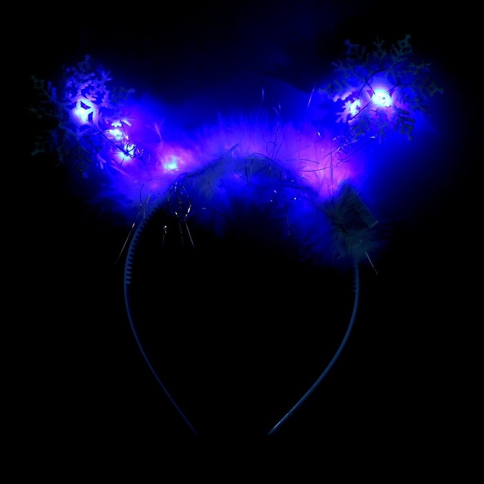 Новый год! Ободок для волос карнавальный &laquo;Снежинка 2&raquo; с голубыми диодами