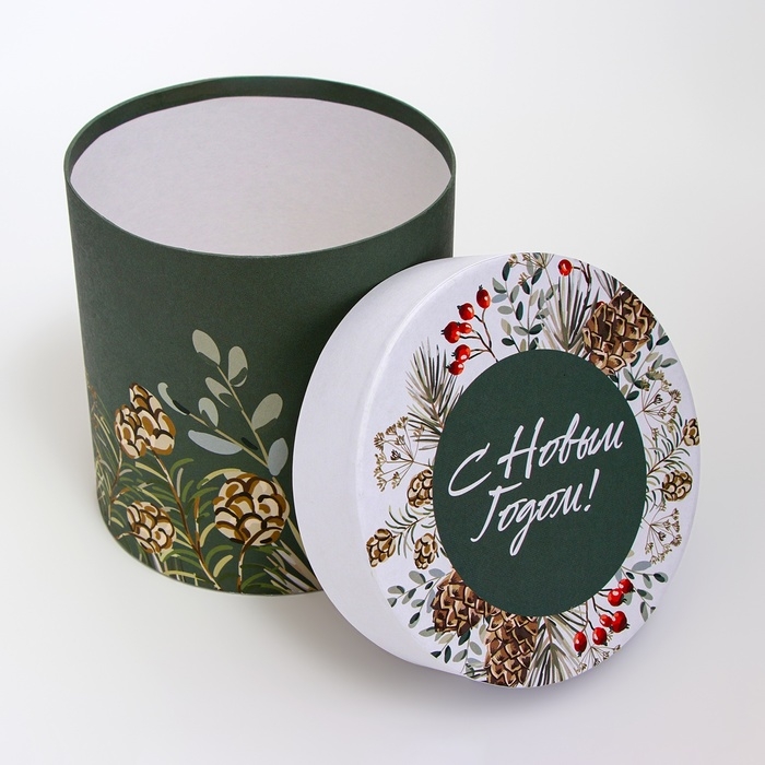 Набор шляпных коробок 5 в 1 &laquo;Счастливого Нового года&raquo;, 23 х 23 &mdash; 15 х 15 см