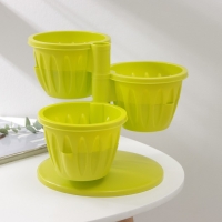 Кашпо многоярусное &laquo;Каскад&raquo;, 3 шт, 700 мл, зелёное