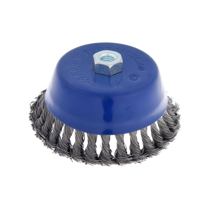 Щетка металлическая для УШМ ТУНДРА, крученая проволока, "чашка", М14, 150 мм