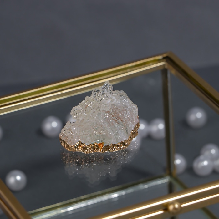 Органайзер для хранения &laquo;MOUNTAINS&raquo;, с крышкой, стеклянный, с зеркальным дном, 1 секция, 12 &times; 12 &times; 7 см, цвет прозрачный/медный