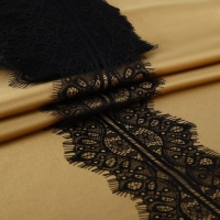 Кружево реснички, 130 мм &times; 9 &plusmn; 0,5 м, в бобине 3 шт по 3 м, цвет чёрный