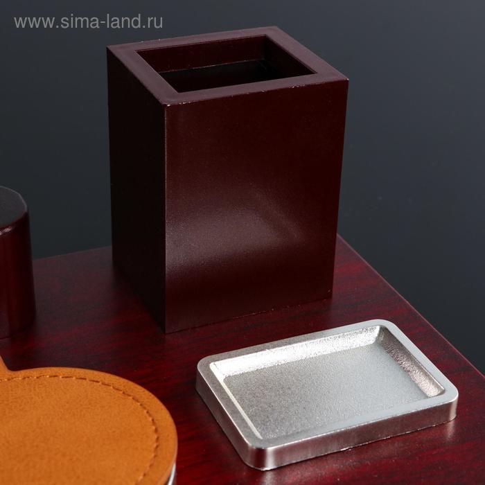 Набор настольный 6в1 с визитницей и часами, красное дерево Набор настольный 6в1 с визитницей и часами, красное дерево