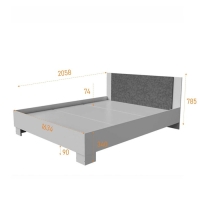 Кровать Nova с/м 1600х2000, 1634х2058х785, Белый/ Бетон