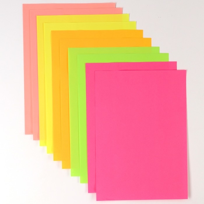 Бумага цветная тонированная, неоновая, А4, 50 листов, 5 цветов, немелованная, двусторонняя, в пакете, 80 г/м&sup2;, Щенячий патруль