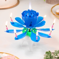 Свеча для торта музыкальная "Тюльпан", крутящаяся, синяя, 14,5×6 см Свеча для торта музыкальная "Тюльпан", крутящаяся, синяя, 14,5×6 см