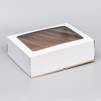 Коробка под торт с окном, белая, 30 х 40 х 12 см Коробка под торт с окном, белая, 30 х 40 х 12 см