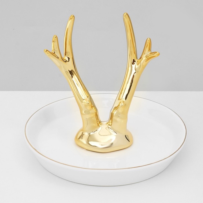 Подставка универсальная керамика &laquo;Рога&raquo; , 14&times;11,5, цвет бело-золотой