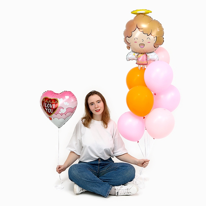 Набор шаров &laquo;Ангелочек розовый&raquo;, фольга, латекс, 10 шт.